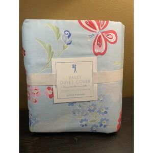 Pottery Barn Kids Bailey Butterflies Full Queen Duvet Cover Flowers Blue Cute